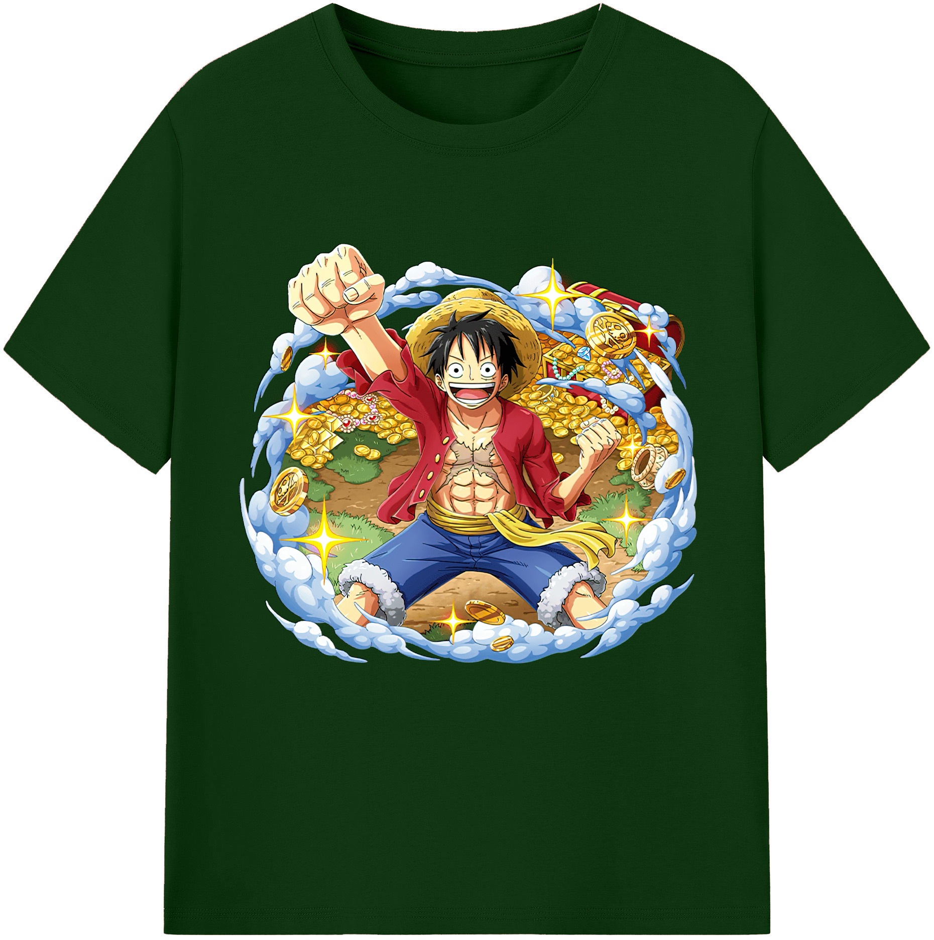 ワンピース モンキー・D・ルフィ ONE PIECE Monkey D. Luffy 綿100％半袖Tシャツ（フロントプリント）